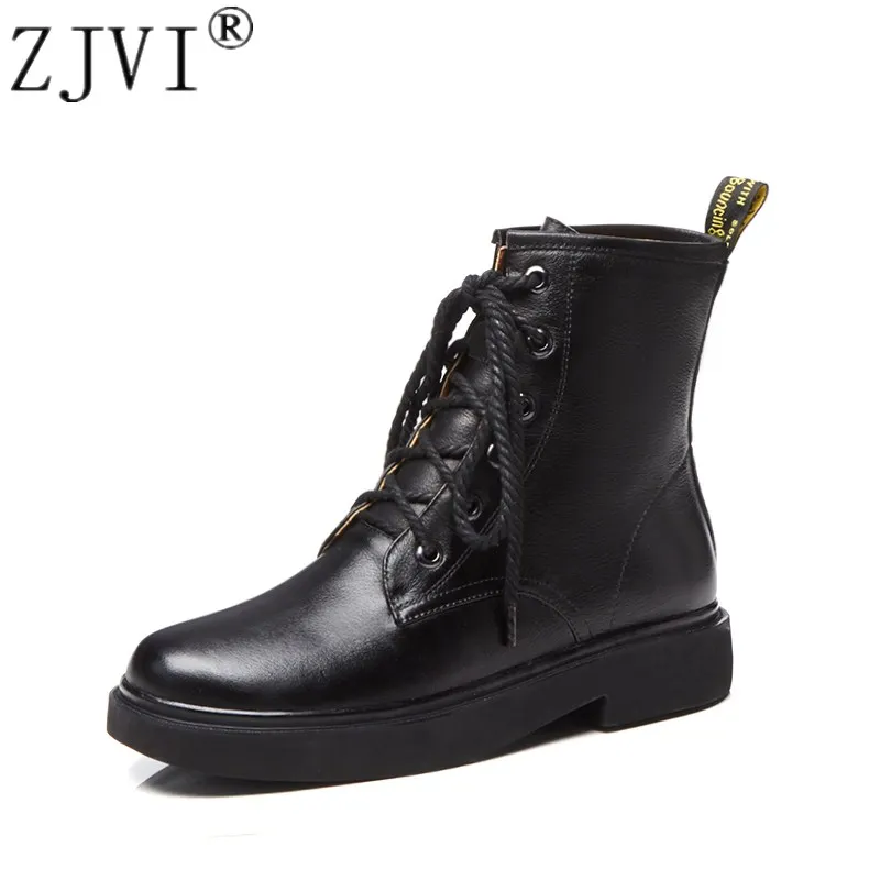 ZJVI woman cow genuine leather ankle boots women autumn winter boots 2018 womens sexy platform black flats ladies flat shoes ZJVI woman cow genuine leather ankle boots women autumn winter boots 2018 womens sexy platform black flats ladies flat shoes