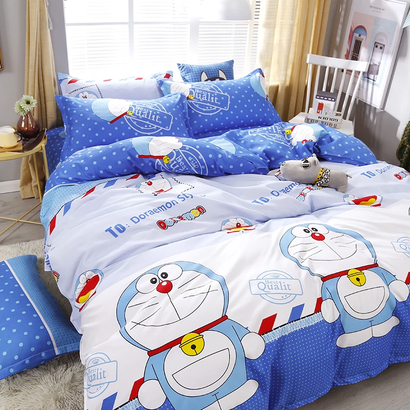 4 шт./компл. мультфильм Doraemon печать высокого качества постельных принадлежностей постельное белье пододеяльник простыня накидка для подушек набор
