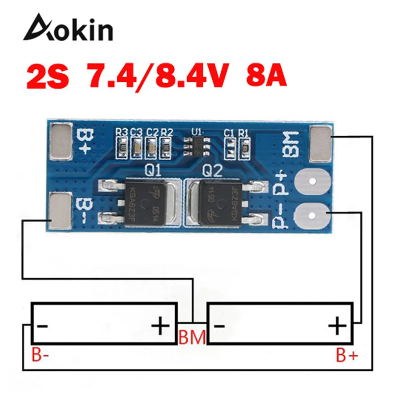 

Li-ion 7.4v 8.4V 18650 BMS 2s PCM 15A Peak Current Battery Protection Board bms Pcm For Li-ion Lipo battery Cell Pack max 15A