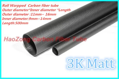 

500mm 3k Carbon Fiber Tube 11 12mm 13 14mm 15mm 16mm (Roll Wrapped) Light Weight, High Strength ,High Corrosion Resistance
