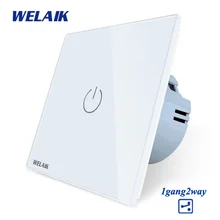 WELAIK Crystal Glass Panel Switch White Wall Switch EU Touch Switch Screen Wall Light Switch 1gang2way AC110~250V A1912XW/B WELAIK Crystal Glass Panel Switch White Wall Switch EU Touch Switch Screen Wall Light Switch 1gang2way AC110~250V A1912XW/B