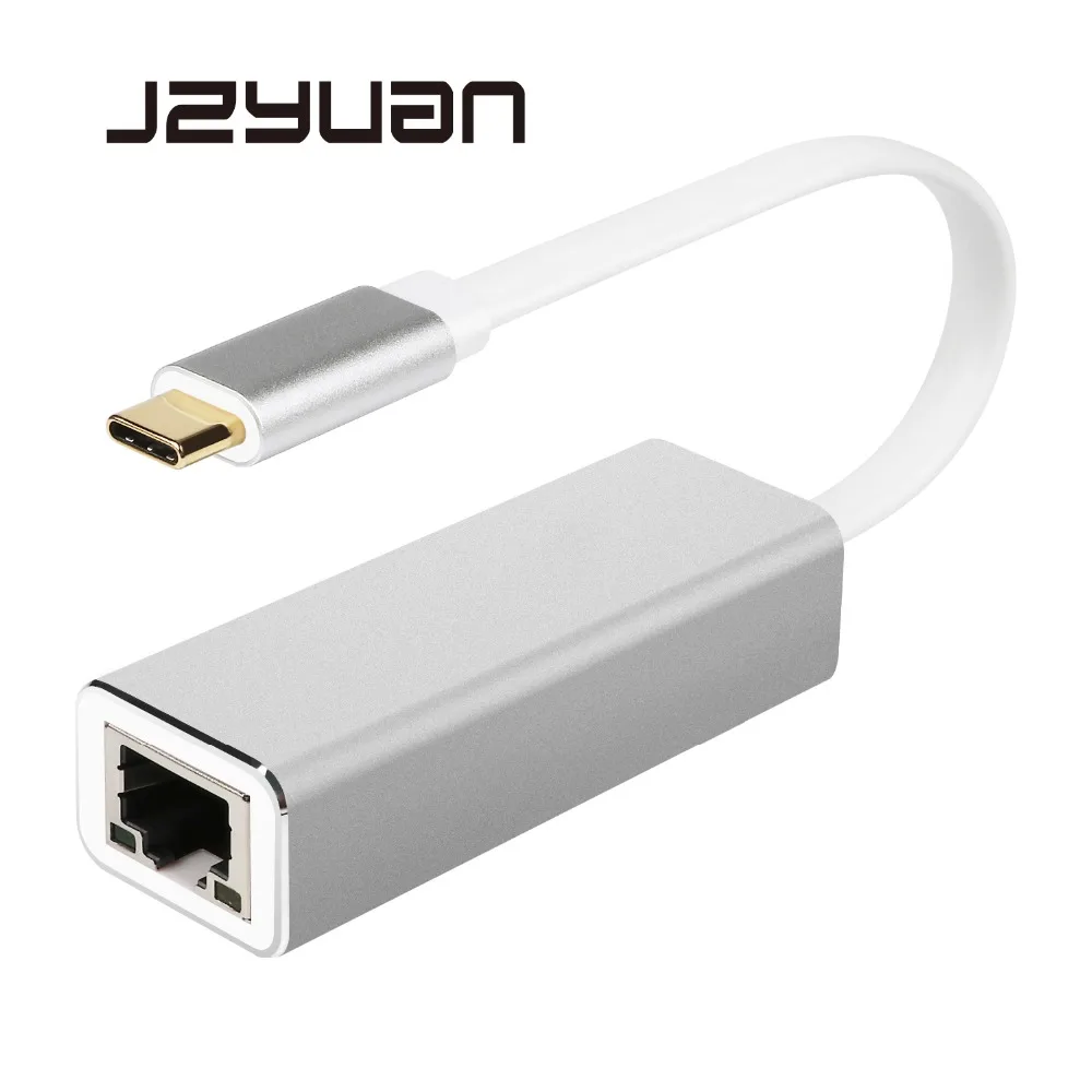 JZYuan Type C USB-C USB 3.0 to RJ45 LAN Adapter Gigabit Ethernet 10/100/1000Mbps LAN Network Card Adapter For MacBook ChromeBook