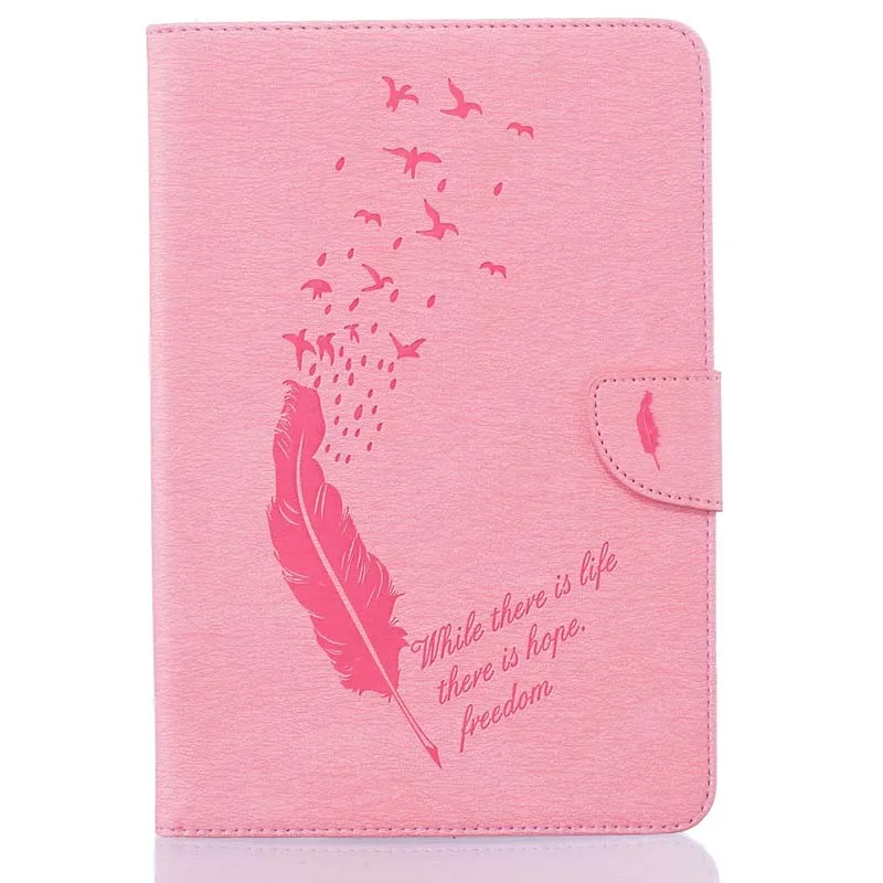 

Feather Embossing Bird Print Card Slot Stand Protective PU Leather Case Buckle Cover For Apple iPad Mini 1 2 3 Tablet
