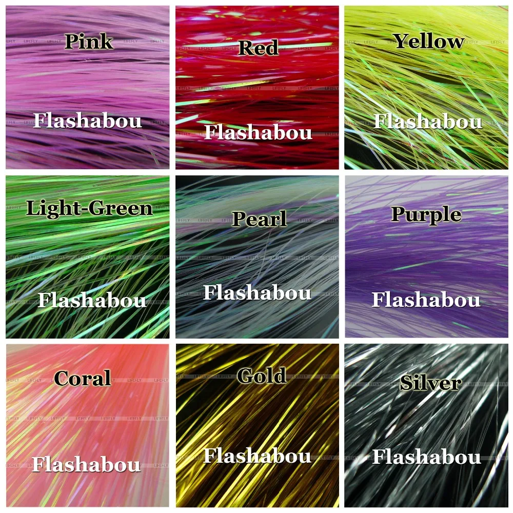 

9 Colors, 18 Packs Flashabou, Holographic Tinsel, Flash, Fly Tying, Jig, Lure Making, Fishing