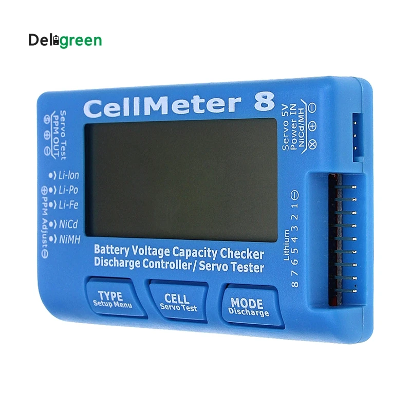 Deligreen AOK CellMeter 8 с фоновым светильник и разрядкой Многофункциональный цифровой силовой сервопривод Контролер тестер 2 S-8 S 8M