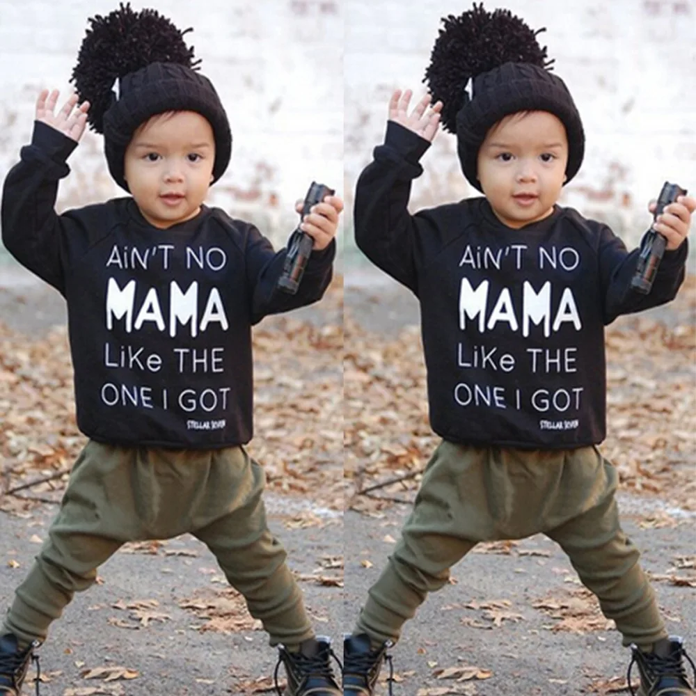 Hot-Baby-Boys-Clothing-Set-Cotton-Black-MAMA-Letters-Long-Sleeve-Pullover-Tops-Casual-Active-Harem