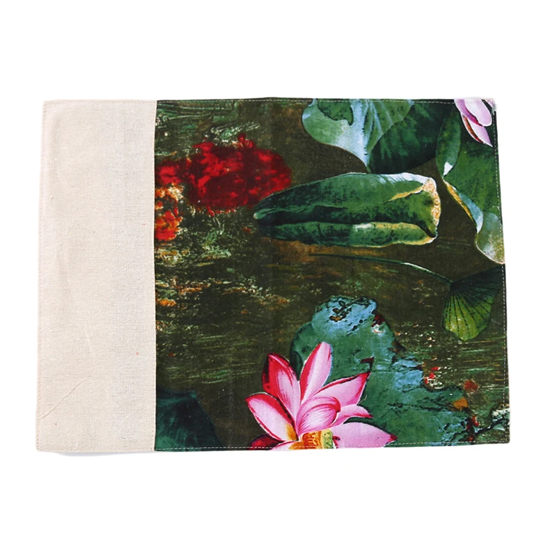Lotus Print Placemat Tea Mat Table Cloth Lotus Modern New Chinese Hotel Clubhouse Napkin Table Decoration High Quality