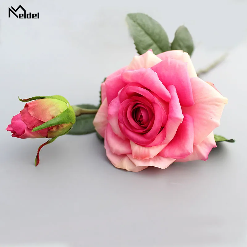 rose red Цветок мелдель Тюльпан Свадебный букет невесты Искусственные тюльпаны цветы Белый Желтый Сделай Сам Домашняя вечерин - Цвет: rose red