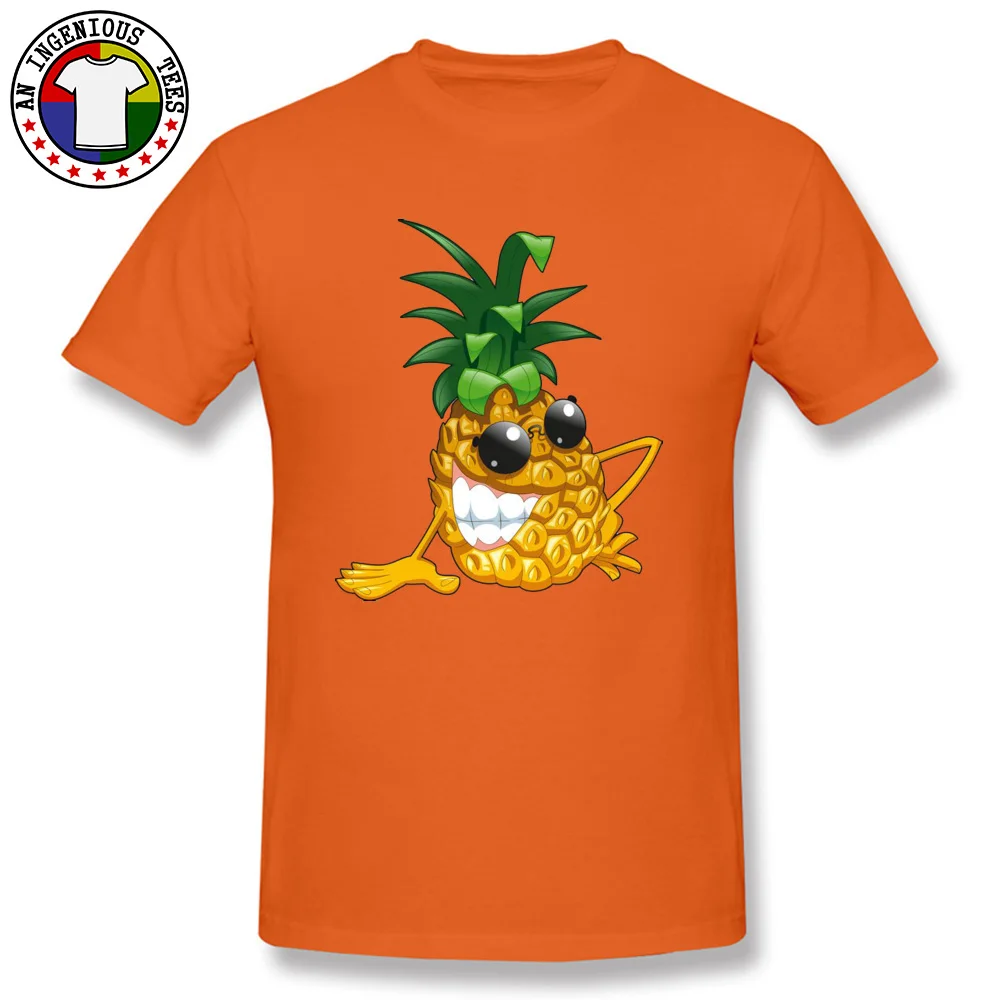 Pineapple Pure Cotton T Shirt for Men Short Sleeve Classic Tops Shirt Oversized Fall Crew Neck Tee Shirt Print Pineapple orange