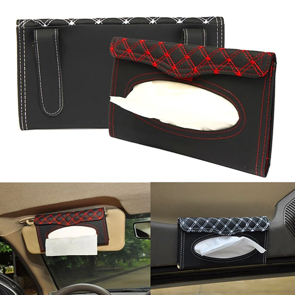 Автомобильный солнцезащитный козырек, кожаные коробки для салфеток, автомобильные аксессуары для украшения интерьера