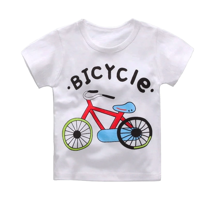Online 1 4 Tahun Musim Panas T Shirt untuk Bayi Anak Perempuan Anak Laki laki T shirt 8 Gaya Anak Laki laki Anak Perempuan Atasan Sepeda Gajah Mobil rusa Beruang Kartun