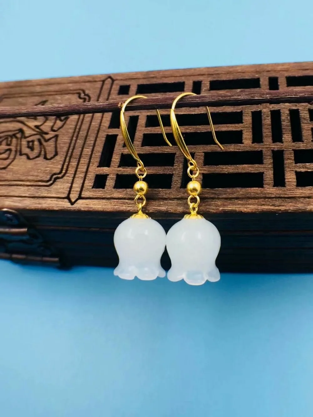 Серьги подвески SHILOVEM из 18 каратного желтого золота настоящая натуральная белая