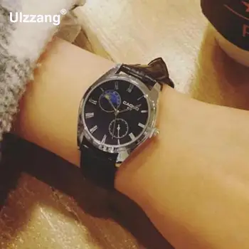 

Classic Dress Wrist Watch Leather Business Men Women Wristwatches Black Brown Quartz Analog Watch Clock