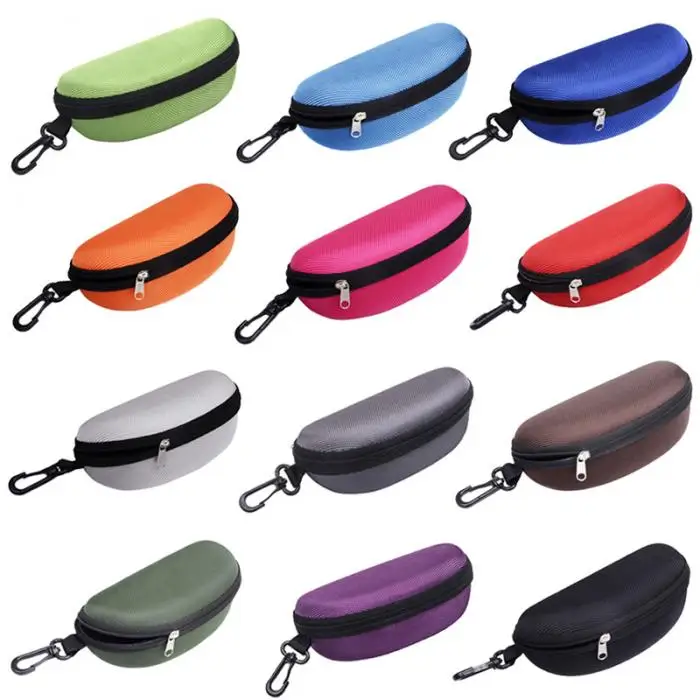 Portable Sunglasses Case Glasses Protector Lightweight Zipper Eyeglass Shell with Carabiner New