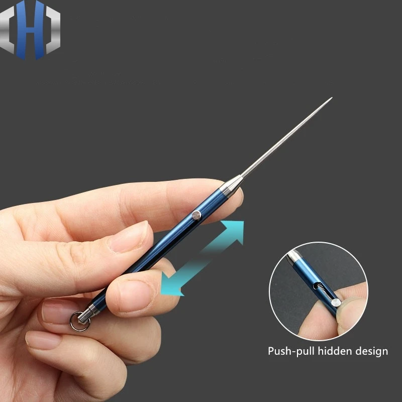  Titanium Alloy Push-pull Spring Design Toothpick Holder With Toothpick Holder Ultra Light Portable 