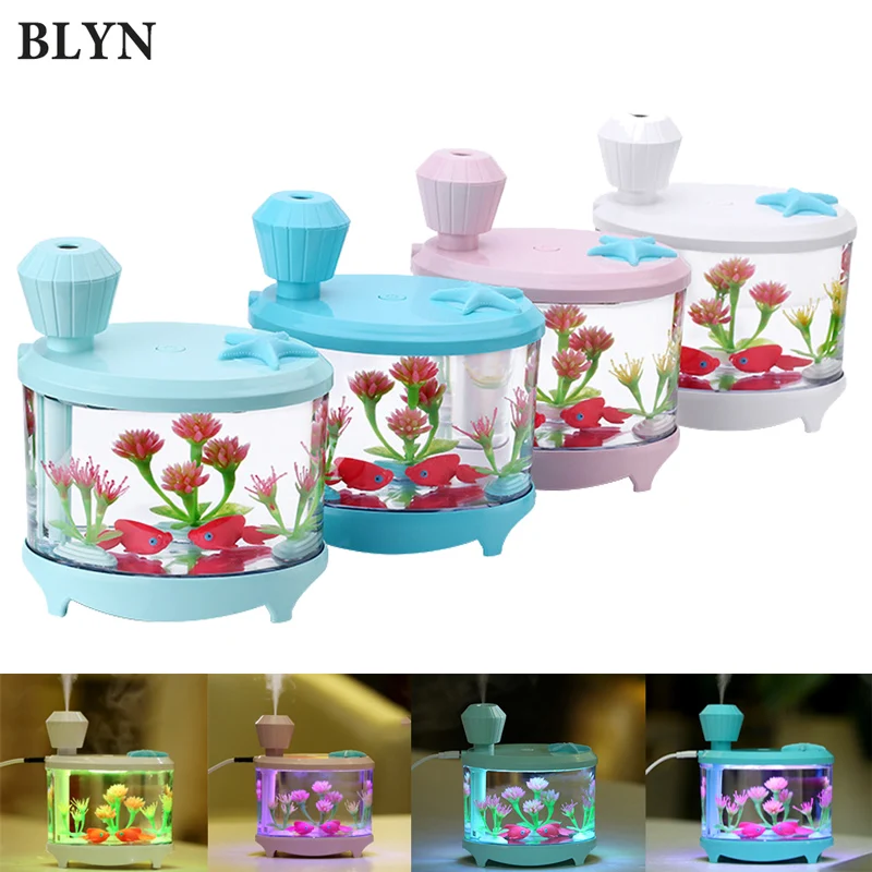 

LED Light DC5V 460ml Fish Tank Aquarium USB Humidifiers Air Ultrasonic Humidifier Essential Aroma Diffuser Mist Maker For Home