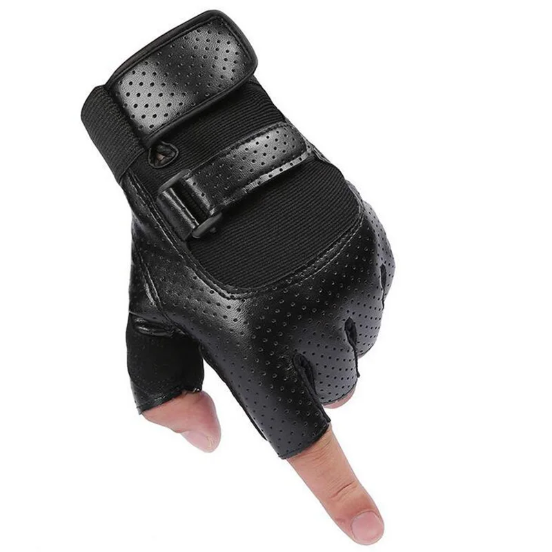 Black Short wrist Мужские перчатки из искусственной кожи с полупальцами для спортзала и фитнеса, женские длинные хлопковые Противоударные Защитные перчатки L30 - Цвет: Black Short wrist