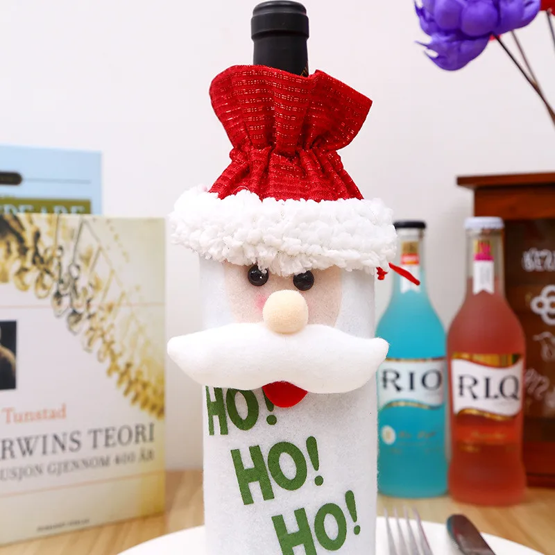 

1 Pc Bottle Set Christmas Wine Bottle Bag Cover Deer Snowman Santa Claus Pattern New Year Christmas Decorations For Home