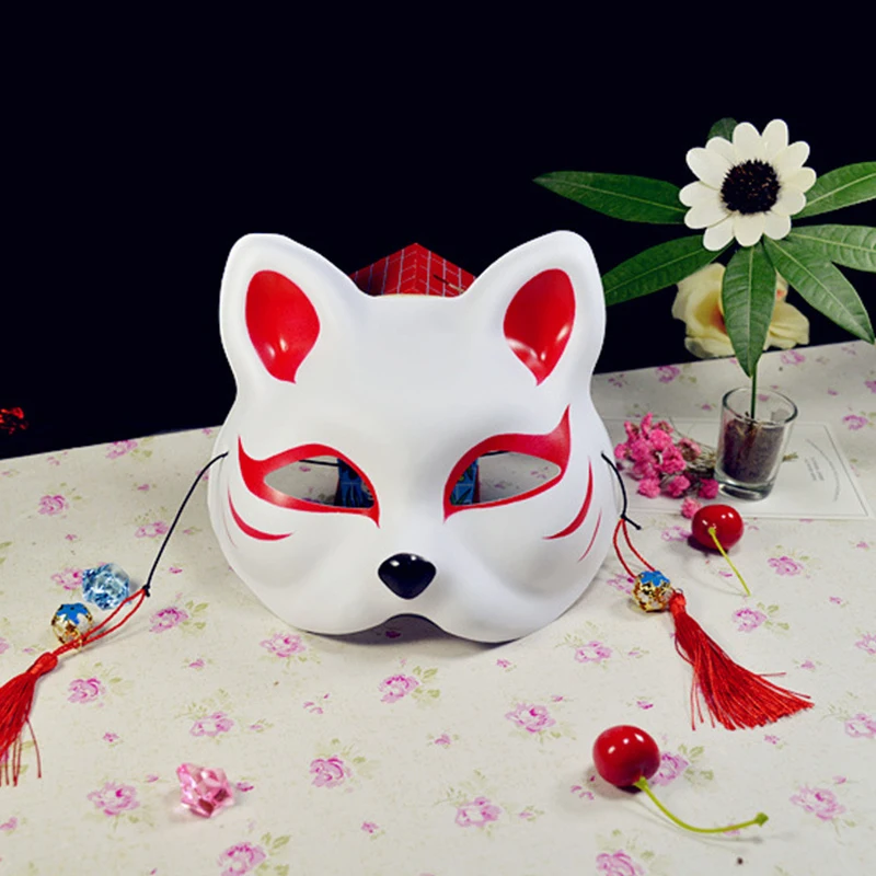 Лицевая маска в виде кошки аниме лиса маска с кисточками колокольчики Косплей Танцевальная Маска озорство Хэллоуин Рождество год вечерние Masquerades7C2199