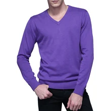 Высокое качество, осень, мужские вязаные свитера с v-образным вырезом и длинным рукавом, повседневные мужские свитера, модные тонкие мужские топы