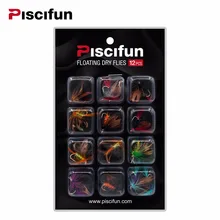 Piscifun 12pcs Dry Flies Fly Fishing flies Kit Bass Salmon Trouts Flies Floating Fishing Lures Fishing