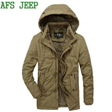 AFS JEEP men thick Arrival Very warm winter coat men jacket Fine long cotton Multi-pocket coat jacket men parka large size 155