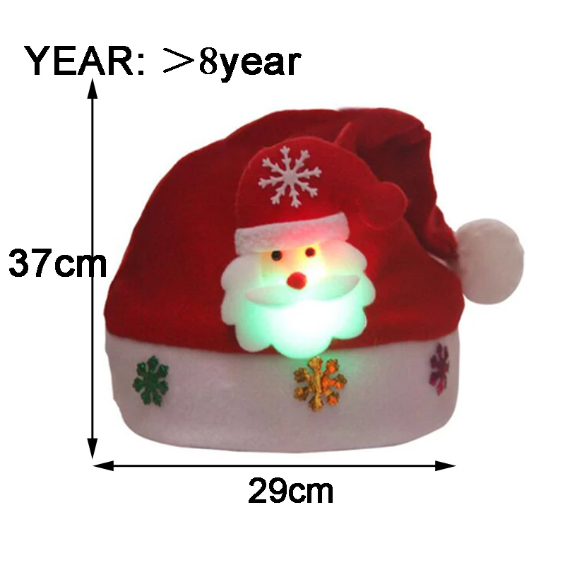 LEDLight UpLuminous  Flash Christmas Hat Child Christmas Reindeer Snowman Santa Hat Decorations For Home Kids And Adult Size (2)