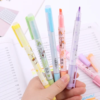 

6PCS Fragrance Double Headed Fluorescent Pen Colored Drawing Painting Highlighter Art Pens Office Stationery Supplies