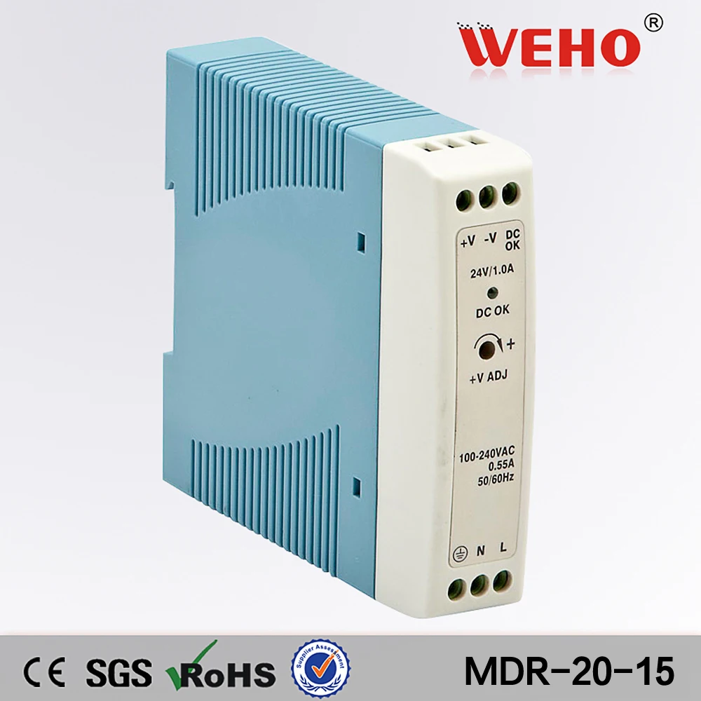 

(MDR-20-15)Compact size MDR-20-15 din rail led driver 20w 15v output dc dinrail power supply
