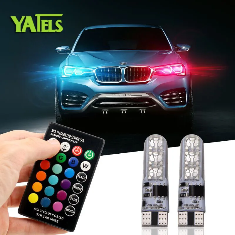 Авто аксессуары T10 W5W ABS светодио дный огни автомобиля RGB с пультом дистанционного