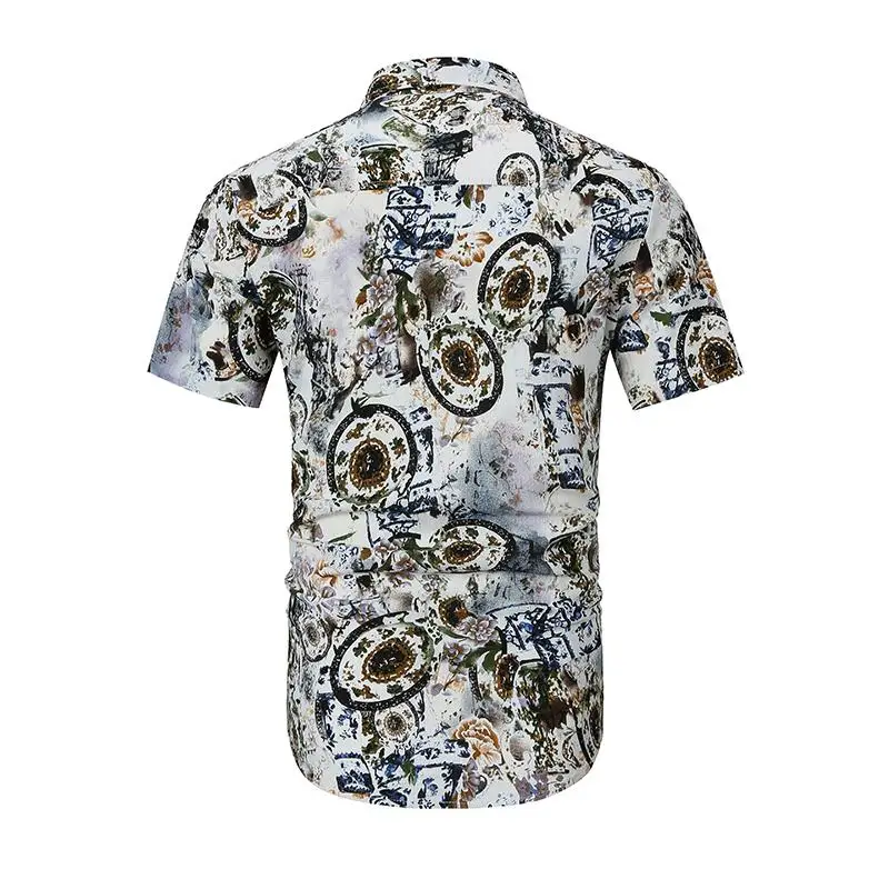 Повседневная рубашка мужская одежда Camisa masculina Цветочная Блузка мужская Цветочная рубашка платье Модная с коротким рукавом льняная летняя новая