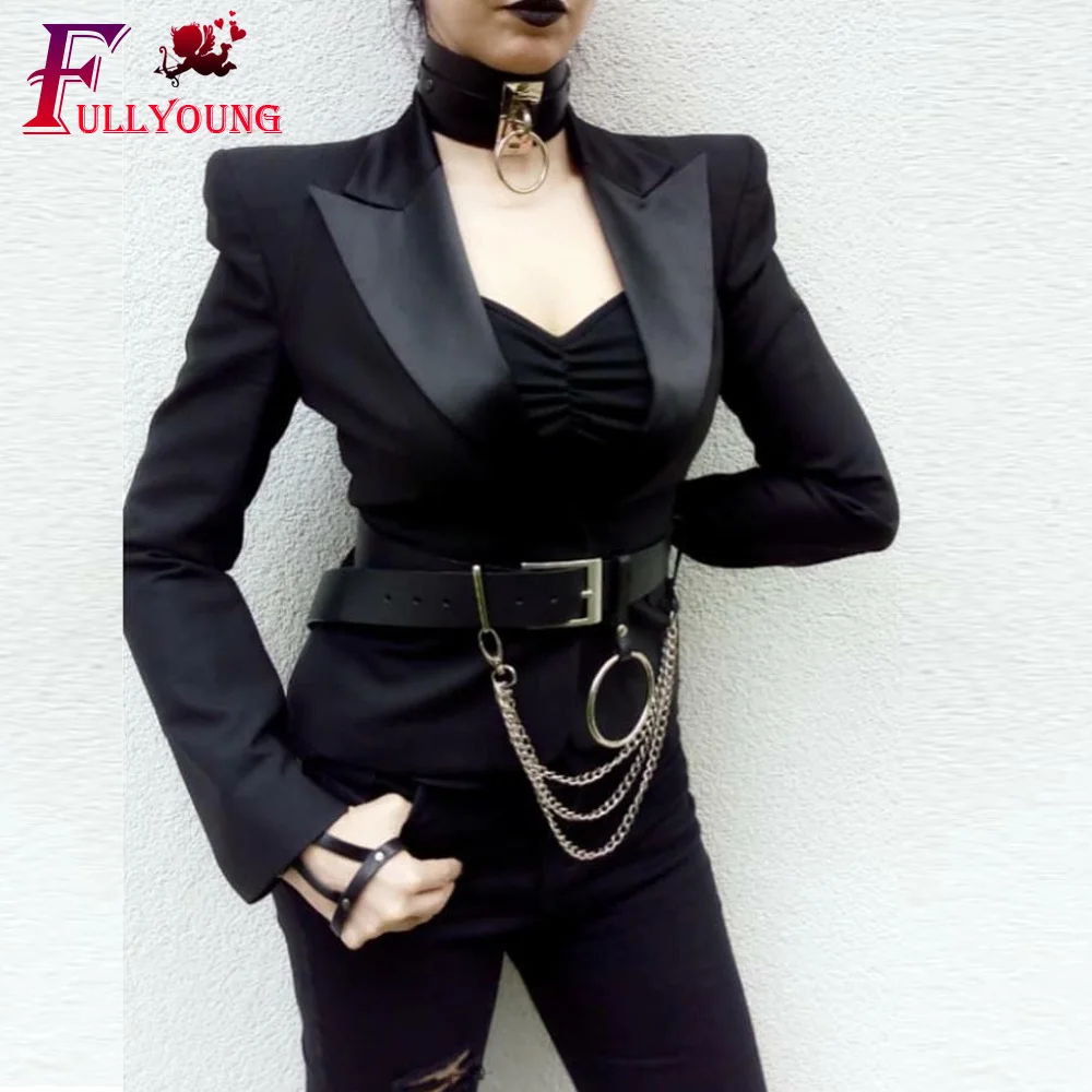 

Fullyoung Design Sexy Leather Belt For Women Fashion Punk Harajuku Big O Ring Belt Exaggerated Big Metal Ring Hoop Harness