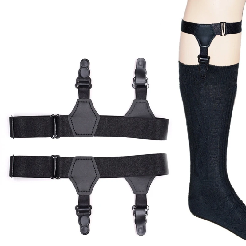 Черный Для женщин Для мужчин 2 шт./компл. носки унисекс Подвязки Пояс для подтяжек Регулируемый нескользящий с двойными клипсами модные, пикантные