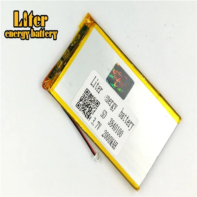 Вилка 1,0-2 P 3840100 3,7 V 2000 mah литий-полимерная батарея для электронных книг карманный персональный компьютер с GPS рекреационные машины Li-Po батарея