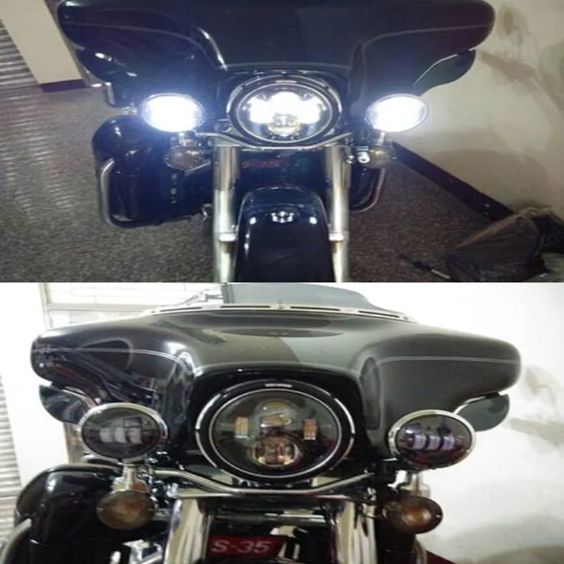 Черный хром 4," светодиодный фары для мотоцикла 4 1/2" круглые противотуманные фары светодиодный двигатель вспомогательное место Противотуманные фары для Harley