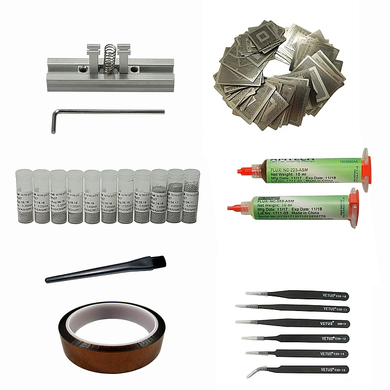 

BGA Reballing stencils directly heating fixtures bga station solder ball flux tweezers for solder repair rework station