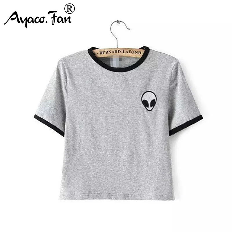 

Cute 3D Print Aliens Crop Top New Summer O-Neck Short Sleeve Lady T-Shirt Women T-shirts Tops Tees for Female Teenagers Girls