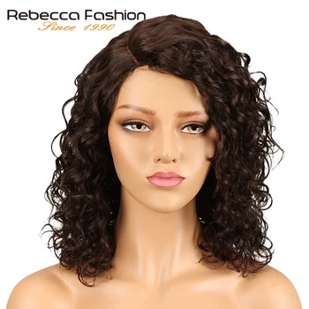 

Rebecca Loose Curly Wave Human Hair Lace Wigs For Black Women L Part Peruvian Remy Loose Curly Lace Wig 14 Inch Free Shipping