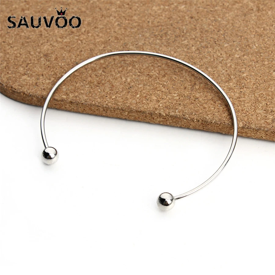 SAUVOO 2Pcs/lot Stainless Steel Adjustable Cuff Bangles For Women Metal