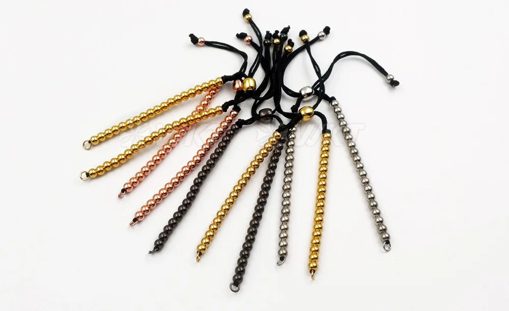 JF298 четыре гальванические цвета металлические латунные бусины мм 4 мм ручной работы Регулируемый браслет для женщин браслет аксессуары
