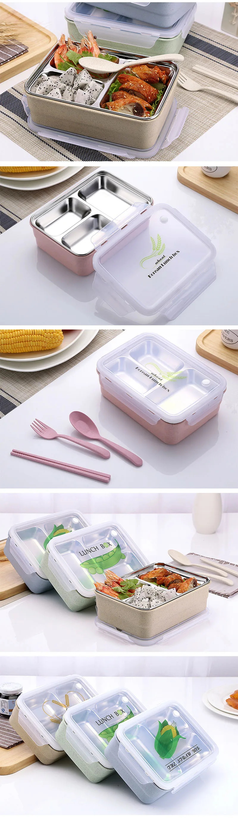 Японский стиль Ланч-бокс Bento box с отделениями из нержавеющей стали пластиковый контейнер для еды ланчбокс для еды