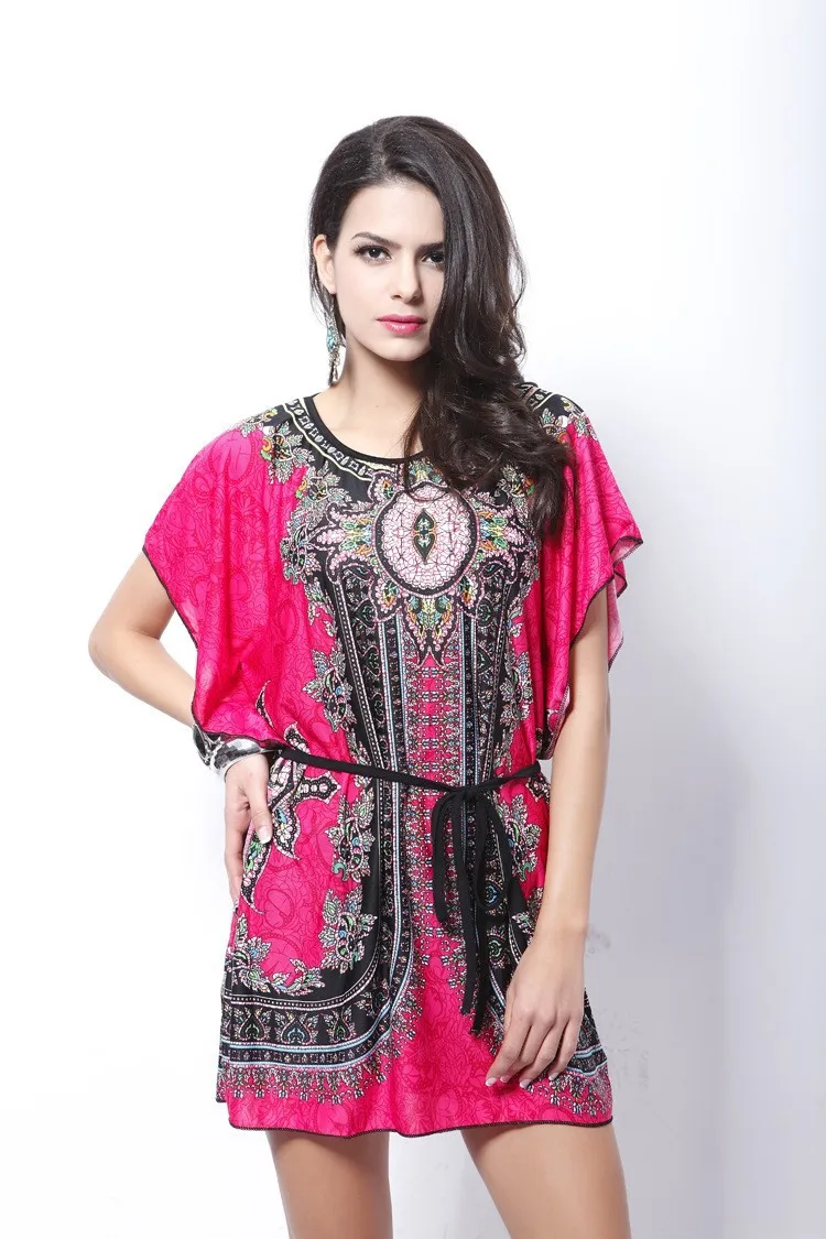 Vintage Dress 2017 New Summer Style Retro Print Boho Loose Casual Dress Bohemian Tunic Beach Dress Vestidos Plus Size Dress 7