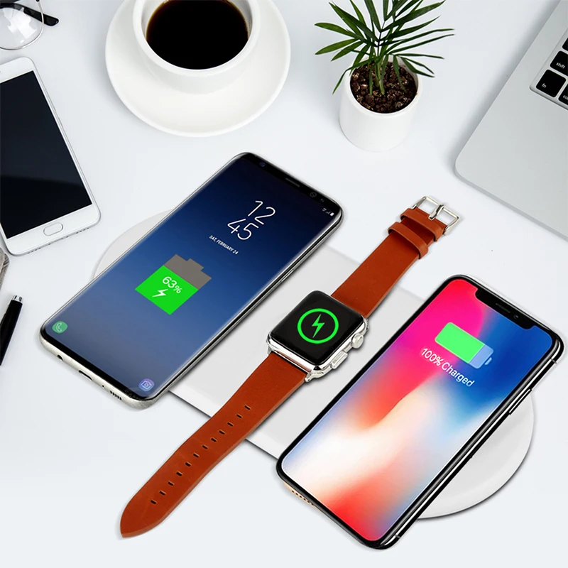 Fimilef 3 in 1 QI Standard Wireless Charger USB Fast Charging for iWatch Phone Charge Dock Pad for iPhone 8 X Samsung Galaxy S8 (7)