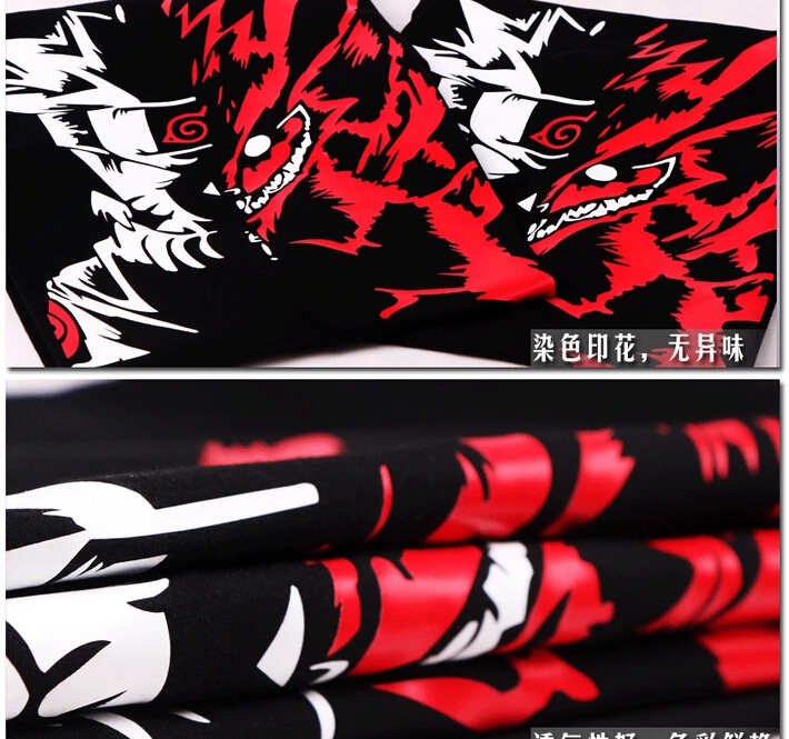 Футболка с Наруто SASUKE лист облака Akatsuki FOX KYUBI девять хвостов хлопковая