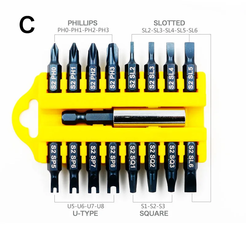 Jewii 17-Pcs Отвертка Набор бит магнитный стержень Phillips шлицевая Torx шестигранные электрический сверла Мощность бытовой ручной инструмент - Цвет: Золотой