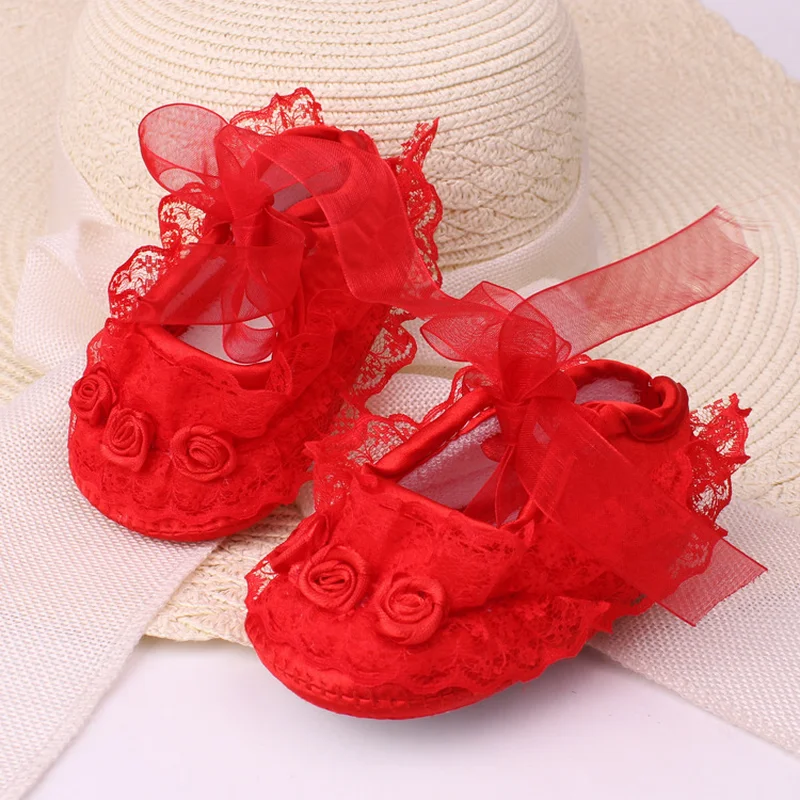 

Baby Girls Shoes Cute Lace Princess Shoes Newborn Infant Toddler Crib Shoes Soft Sole Floor First Walkers Shoes 0-12cm 2019 New