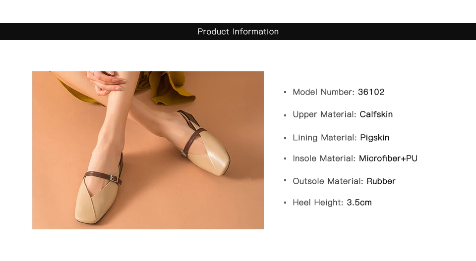 BeauToday/женские туфли без задника из натуральной телячьей кожи с квадратным носком и пряжкой; женские туфли на низком каблуке с открытым носком; 36102