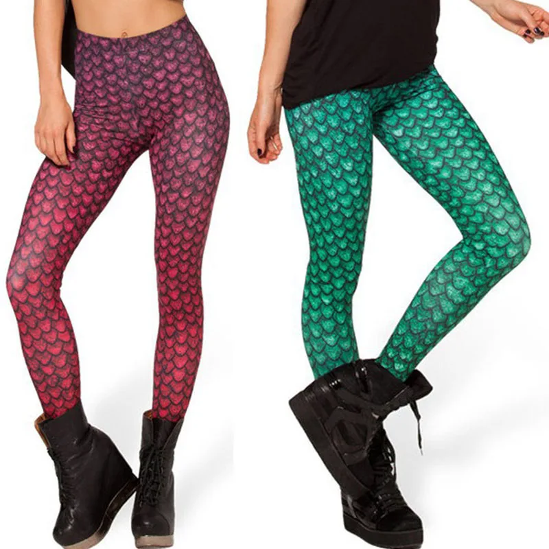 2017 New Digital Print Mermaid Fish Scale Legging Women High Waist