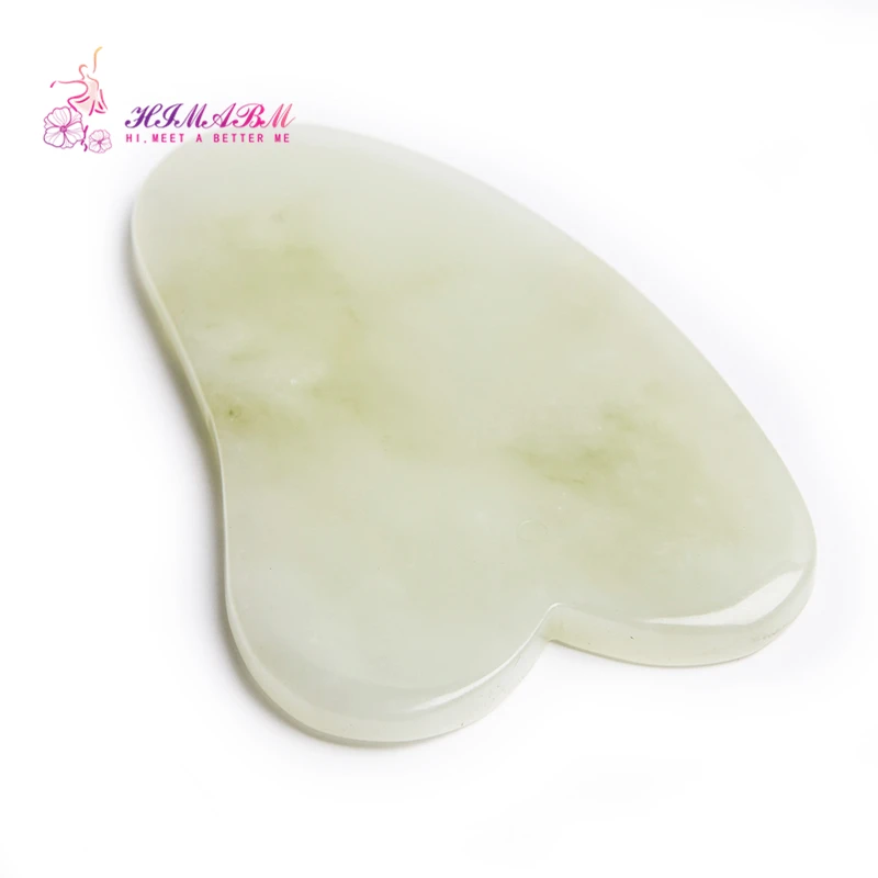 Natural light green jade guasha board massage tool facial treatment scraping tool for body health care Natural light green jade guasha board massage tool facial treatment scraping tool for body health care