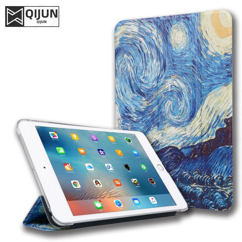 

Fashion Painted Cases For ipad mini 4 7.9 inch A1538 A1550 Silk Leather Flip Fundas Smart Tablet Case For ipad mini 4 Coque Capa